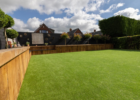 Large Garden with Fence, Seating Area, Green Artificial Grass and Grey Patio
