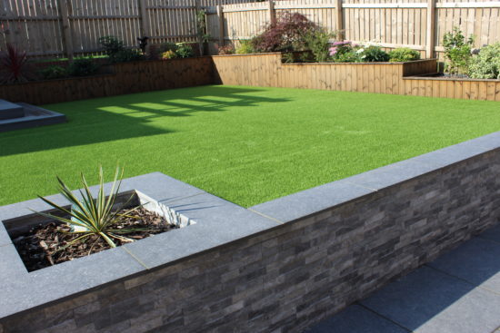 Large Garden with Fence, Seating Area, Green Artificial Grass and Grey Patio